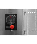 Front view of E Stop Timer Gas Panel Control Kit for Paver Enclosures with face plate and galvanized steel SRW bracket.