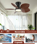Yunstore Coveview Tropical-Style 30-Inch Ceiling Fan - 6-Speed Settings in modern indoor setting with palm-leaf blades.