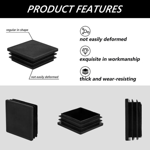 Image showing 20 Pack 2 Inch Square Tube End Caps Plastic Plugs For Post Fence Pipe Cover Chairs, 2x2 Square Tubing Caps, durable and deformed resistant.