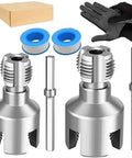 2 Piece PVC Pipe Threader Kit For DIY Home Plumbing, Pipe Tapping And Threading Tool, Quick Stripped Thread Repair In Minutes, Extracts Damaged Threads Safely For Faucets, Sinks, And Wall Pipes, with two metal threaders