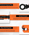 Heavy Duty Vertical Plate Lifting Clamp Built Like A Tank For Serious Sheet Metal Work Featuring A Badass Carbon Steel Jaw, close-up of hanging ring and spring firmware.