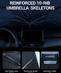 Custom Fit Windshield Sun Shade Umbrella For Honda Odyssey 2018 Through 2026 Lx Ex Ex L Touring Elite Minivan showing reinforced 10-rib skeleton.