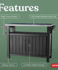 Unity XL Portable Outdoor Table With Stainless Steel Top For Kitchen Prep And Outdoor Storage Cabinet For Grillin Accessories