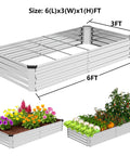 Galvanized Metal Raised Garden Bed Kit 2 Pack 6x3x1 Ft Open Bottom Planter Box for Vegetables Herbs and Flowers Outdoor Use