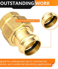 Close-up of 10 Pack Lead Free Brass Union Couplings 2 Inch Copper Press To Female Npt Pipe Connectors with watertight seal.