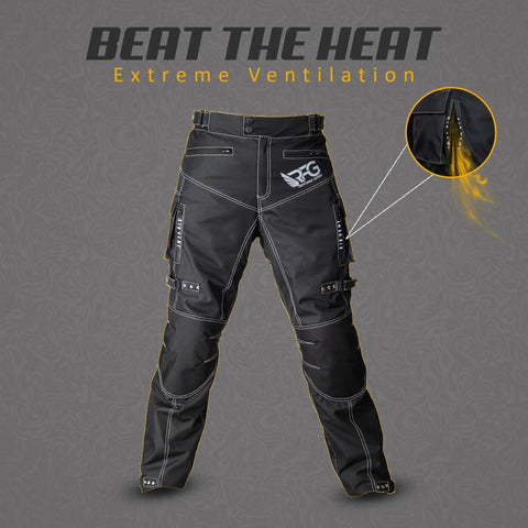 Mens Waterproof Motorcycle Pants with CE Armor and Ventilation Zippers Badass Tactical Cordura Adventure Riding Gear Rainproof Windproof Touring Pants Black showcasing ventilation details.