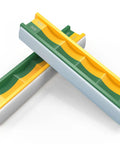 Dual Grit 400 And 600 Semi Round Stones for Curved Blades, two ceramic stones crossed, yellow and green with visible grit numbers