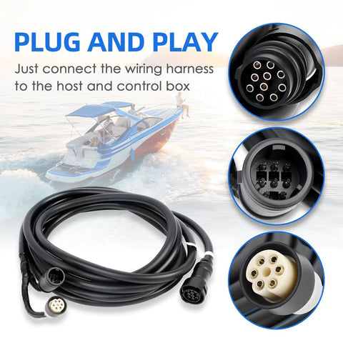 Main Wiring Harness For Yamaha Outboard Motor Remote Control 16.4ft Cable 10 Pin Plug And Play Replaces OEM 6X3-8258A-00