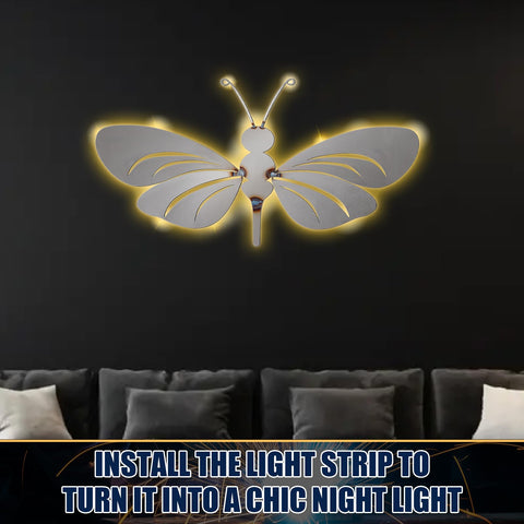 Butterfly Welding Practice Kit 8 Pcs Coupons For Beginners And Pros wall art with LED light installed, glowing butterfly design.