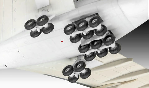 Beginner Friendly 1 to 288 Scale Airbus A380 Plastic Model Kit With Textured Surfaces and Engravings 47 Parts White showing landing gear