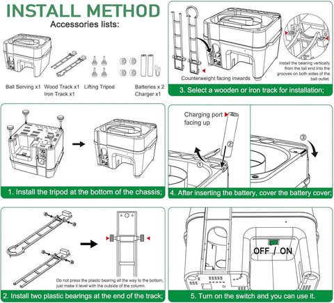 Automatic Golf Tee Machine With Infrared Sensor Ball Release installation diagram with step-by-step setup instructions