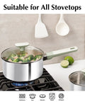 Heavy Duty 2 Quart Stainless Steel Saucepan With Lid 18 10 Cookware Pot Featuring Stay Cool Handles cooking with broccoli.
