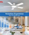 52 Inch Low Profile Ceiling Fan With Lights And Remote Control, White Finish, in a living room setting, flush mount