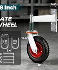 Built Tough Eight Inch Heavy Duty Fence Gate Wheels Featuring Spring Loaded Pivoting Rollers And Premium Double Ball Bearings For Smooth Rural Ranch Property Movements, gate wheel with dimensions.