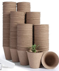 Stacks of 200 Pack 3.15 Inch Biodegradable Peat Pots For Seedlings With 200 Plant Labels Outdoor Garden Germination Starter Kit.