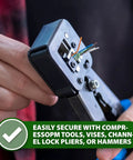 Person holding Aluminum Cable Crimp Sleeves with Double Barrel Ferrules M12 Crimping Loops tool