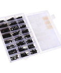 Heavy Duty Hex Socket Cap Screw Assortment Kit With 1600 Metric Thread Bolts And Allen Heads, black screws organized in a clear plastic box.