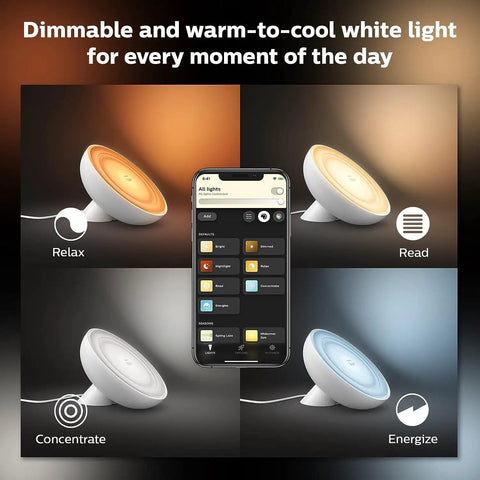 Smart Color Changing Table Lamp For Indirect Living Room Lighting Color Ambiance LED Control Via App And Voice With Alexa Google Assistant And HomeKit White Finish 1 Pack