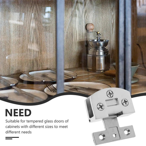 Heavy Duty Stainless Steel Glass Door Hinges With No Sweat Drill Free Mount For Tempered Glass Panels view inside display cabinet