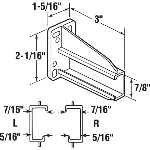 Diagram of Drawer Track Back Plate 5/16 In By 7/8 In White Plastic For Side Mounted Steel Ball Bearing Drawer Guides And Bottom Mount Slides