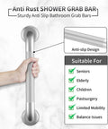 Two Pack 18 Inch Grab Bars For Bathtubs And Showers Stainless Steel No Slip Shower Handles For Handicap Elderly And Seniors Safe Bathroom Assist Waterproof Durable Support For Easy Grip, hand holding bar