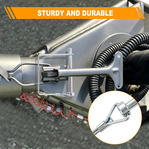 Built Tough Zinc Coated Quarter Inch Trailer Hitch Pin Set delivers secure grip on trailer coupler with durable latch.