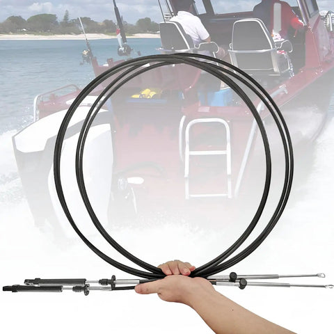 2 Pack 10Ft Throttle Shift Remote Control Cable Replacement For Johnson Evinrude OMC Boats Black Heavy Duty Marine Grade Cable