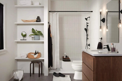 Precept Three Function Diverter Trim Kit Matte Black For Shower ADA Compliant Metal Lever Two Independent And One Shared Position Lets You Run Two Apps At Once Extends About Two And Five Eighths Inches From Wall Requires Rough In R11000