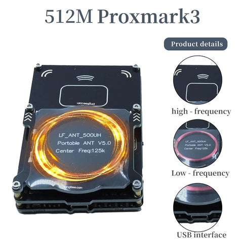 Proxmark3 Easy V5.0 512MB RFID Card Reader Writer IC Card Copier Duplicator with Built In Antenna, high and low frequency design