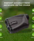 Golf Rangefinder With Slope On Off 6X Magnification 1000 Yard Pin Seek Waterproof on grass with feature icons