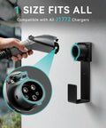 Heavy Duty Stainless Steel EV Charger Holder For J1772 Connectors Wall Mount Cable Organizer and Nozzle Holster dock holding plug.