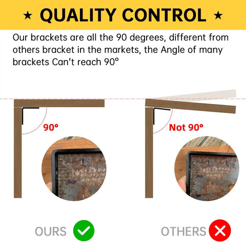 Rock Solid 2X4 Galvanized Corner Braces Heavy Duty L Bracket Built Tough quality control showing 90-degree angles comparison with others.