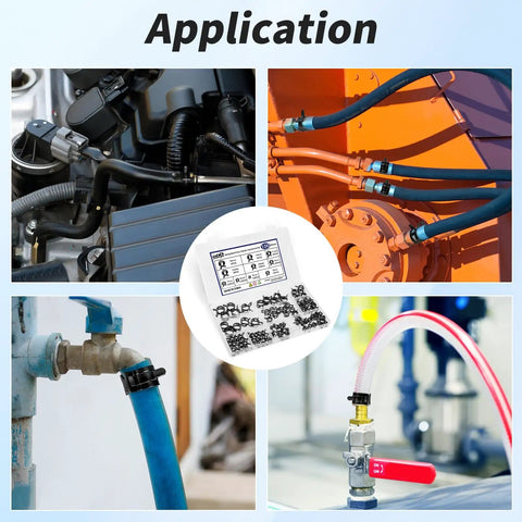 Application of Spring Band Hose Clamps Assortment Kit 100 Pcs With Ten Sizes For Fuel Line And Low Pressure Air Hoses