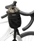 Bongo Bike Handlebar Bag Water Resistant Cordura 1000D Front Stem Bag With Water Bottle Holder attached to bike handlebars
