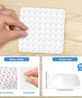 Round Silicone Cabinet Door Bumpers 192 Piece Pack Self Adhesive Furniture Pads Clear Anti Squeak Protectors displayed on wood.