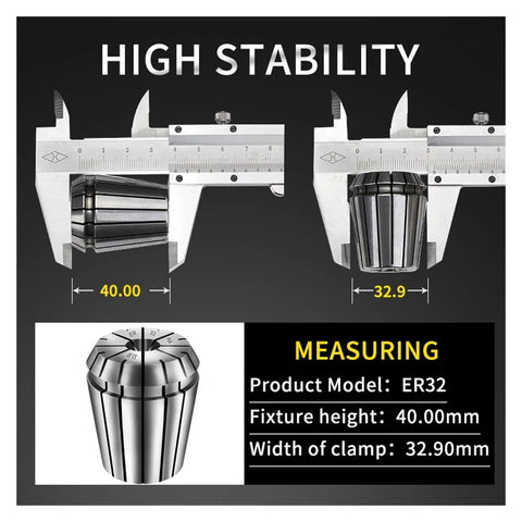High Precision Spring Collet Set For Milling Tapping And Carving With Durable Steel Construction To Hold Tools Securely In ER11 ER16 ER20 And ER25 Sizes For Your Workshop Projects Today, measurement of ER32 collet showing height and width.