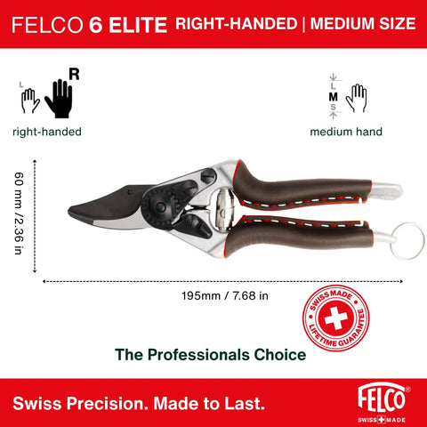 Elite Pruning Shears For Serious Gardeners 7.7 Inch Swiss Made Bypass Pruner With Leather Wrapped Handle Aluminum Body