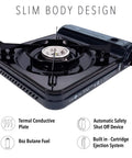 Portable 10,000 BTU Butane Gas Stove With Carrying Case CSA Certified Piezo Ignition With Safety Lock And Auto Shutoff