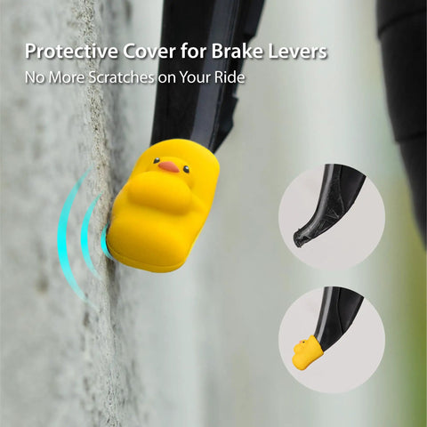 Night Glow Alien Brake Lever Cover 2 Pack Silicone Protector Sleeve For Bikes And Shifters Scratch Resistant And Waterproof Bicycle Handle Guard For Kids And Adults with yellow design on bike lever.
