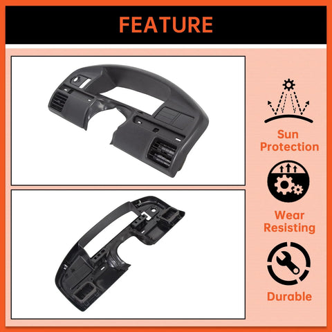 ECOTRIC instrument dash panel bezel for 1992–1997 Ford Bronco/F-Series; black plastic, front and rear views.