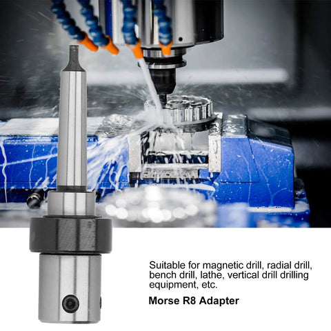 Morse taper R8 drill adapter (MT2), steel body with internal cooling sleeve for magnetic drilling equipment