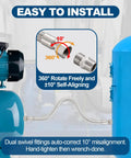 Heavy Duty Industrial Air Compressor Jumper Hose One Half Inch NPT Male, Twenty Inch Length, 450 PSI, shown connecting two tanks
