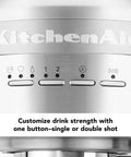 Premium Metal Semi Automatic Espresso Machine With Dual Smart Temp Sensors And 58Mm Commercial Portafilter control panel with shot options.