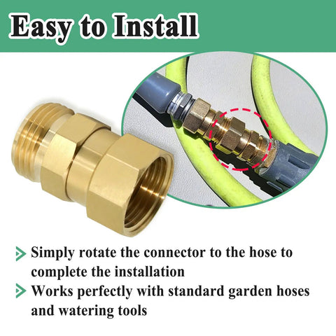 Swivel Garden Hose Fitting Connector Three Quarter Garden Hose Thread Metal With Rubber Washer Leak Proof Replacement Part For Irrigation on brass hose connector