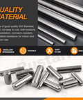 60 Pieces Stainless Steel Dowel Pin Kit With 12 Sizes M6 M8 M10 304 Grade Pins For Shelf Supports and Mechanical Projects