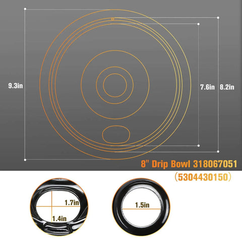 Black Porcelain Drip Pan Set 4 Pack Replacement For Frigidaire Electric Range Stove Burners 5304430149 5304430150 Diagram