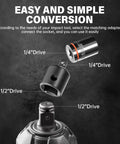 Premium 6-Piece Impact Socket Adapter And Reducer Kit That Lets You Go From Quarter To Half Inch Like A Boss With Heavy Duty Build For Serious Garage Jobs, 1/4 and 1/2 drive adapters