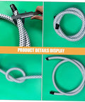 Heavy Duty Garment Steamer Hose Replacement For High Temperature Flexible Tube with close-up details and measurements
