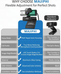 Crisp 4K Webcam For Pc Or Laptop With Killer Noise Cancelling Mic, Easy Plug Play USB Setup Featuring Fast Autofocus and Silky Smooth Zoom, Tough Aluminum Build Totally Rock Solid For Streams Or Desk Calls In Silver Green on display.