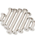 Top Tier 120 Piece Chicago Screw Binding Post Assortment Kit Featuring 304 Stainless Steel Leather Hardware Fasteners, silver in color, various lengths.